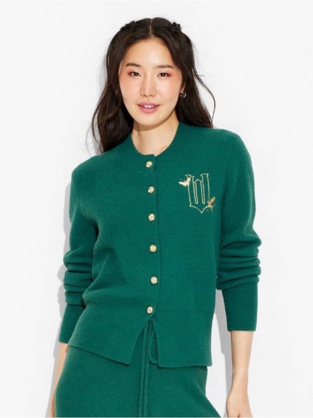 Wicked x Paul Tazewell Ariana Grande Green Embroidered Cardigan Sweater Size L